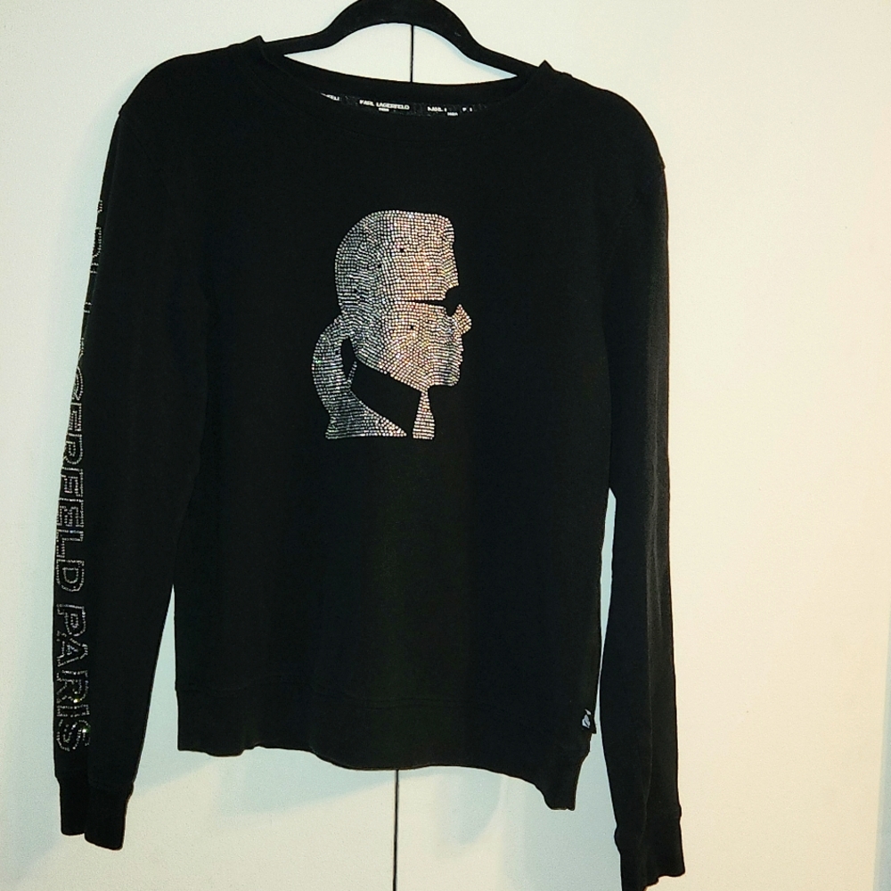 KARL LAGERFELD PARIS Sequin silhouette Sweatshirt Size Small